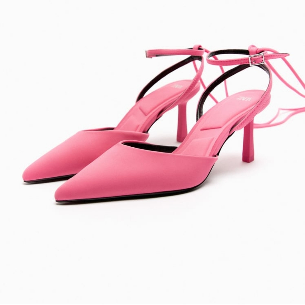 BARBIE X ZARA LIMITED EDITION FABRIC HEELED SLINGBACKS